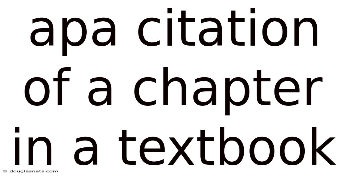 Apa Citation Of A Chapter In A Textbook