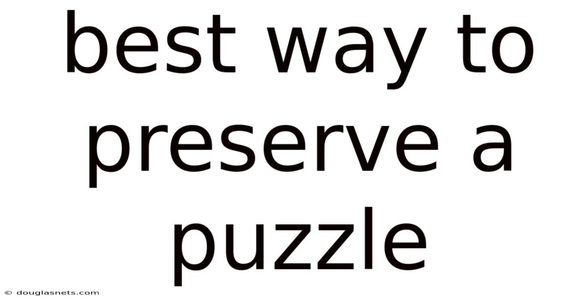 Best Way To Preserve A Puzzle