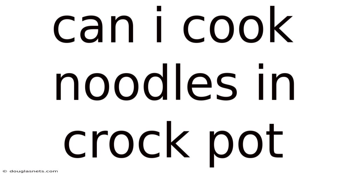 Can I Cook Noodles In Crock Pot