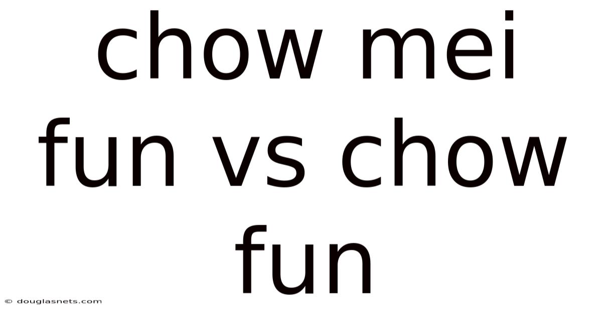Chow Mei Fun Vs Chow Fun