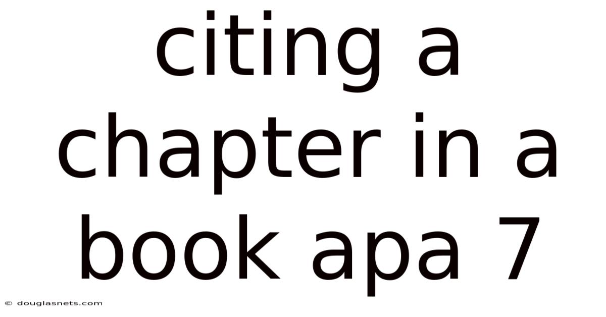 Citing A Chapter In A Book Apa 7