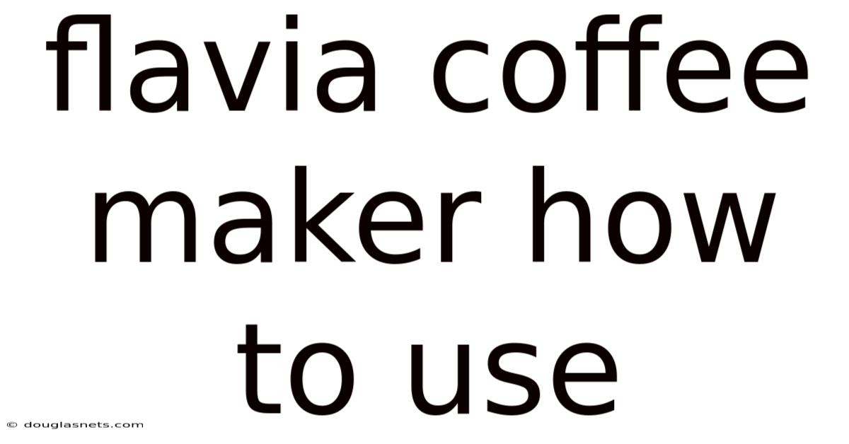 Flavia Coffee Maker How To Use