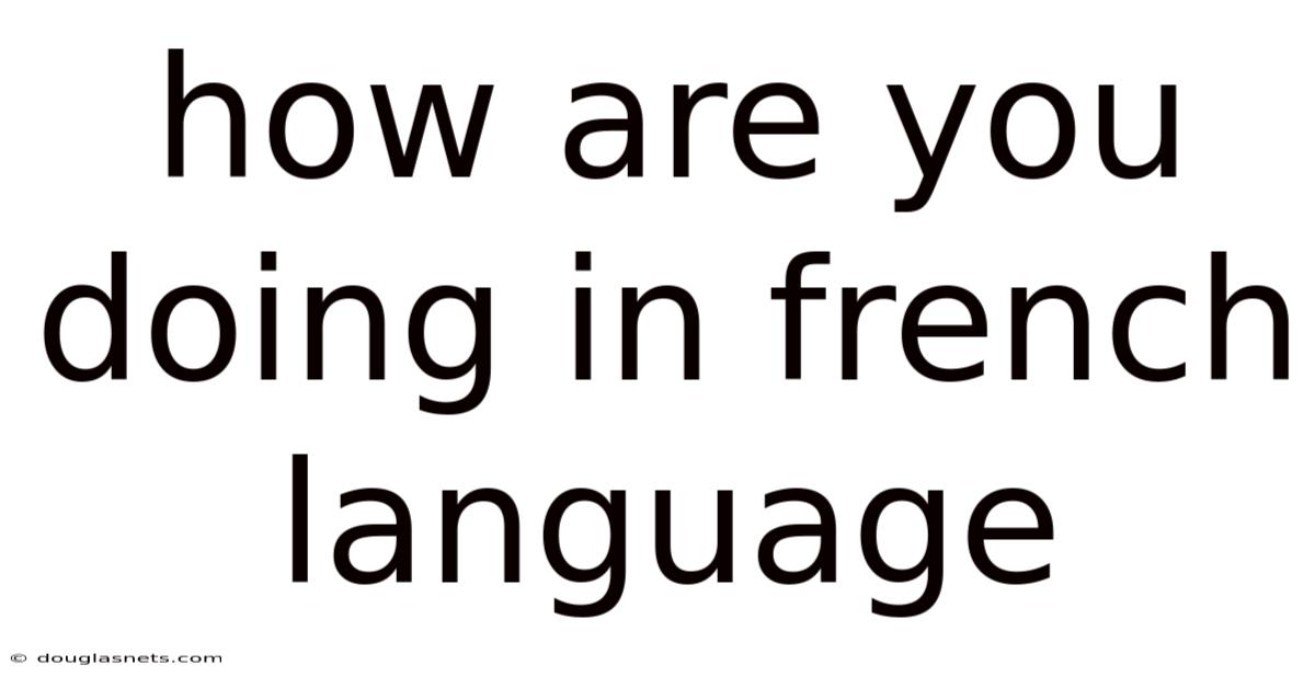 How Are You Doing In French Language