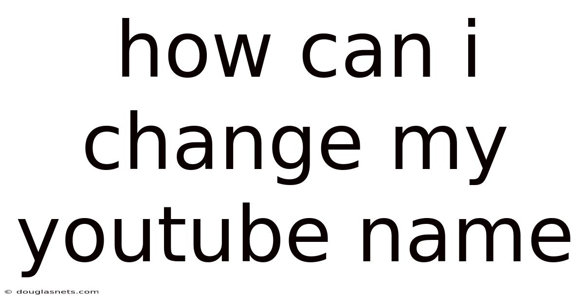 How Can I Change My Youtube Name