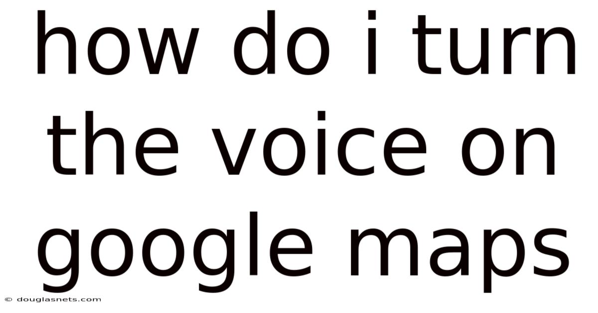 How Do I Turn The Voice On Google Maps