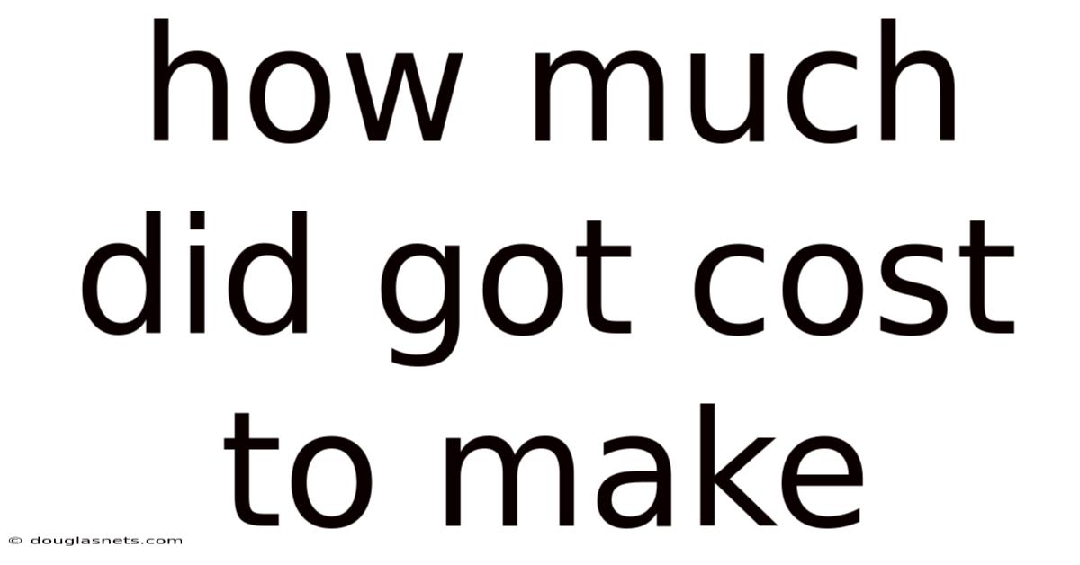 How Much Did Got Cost To Make