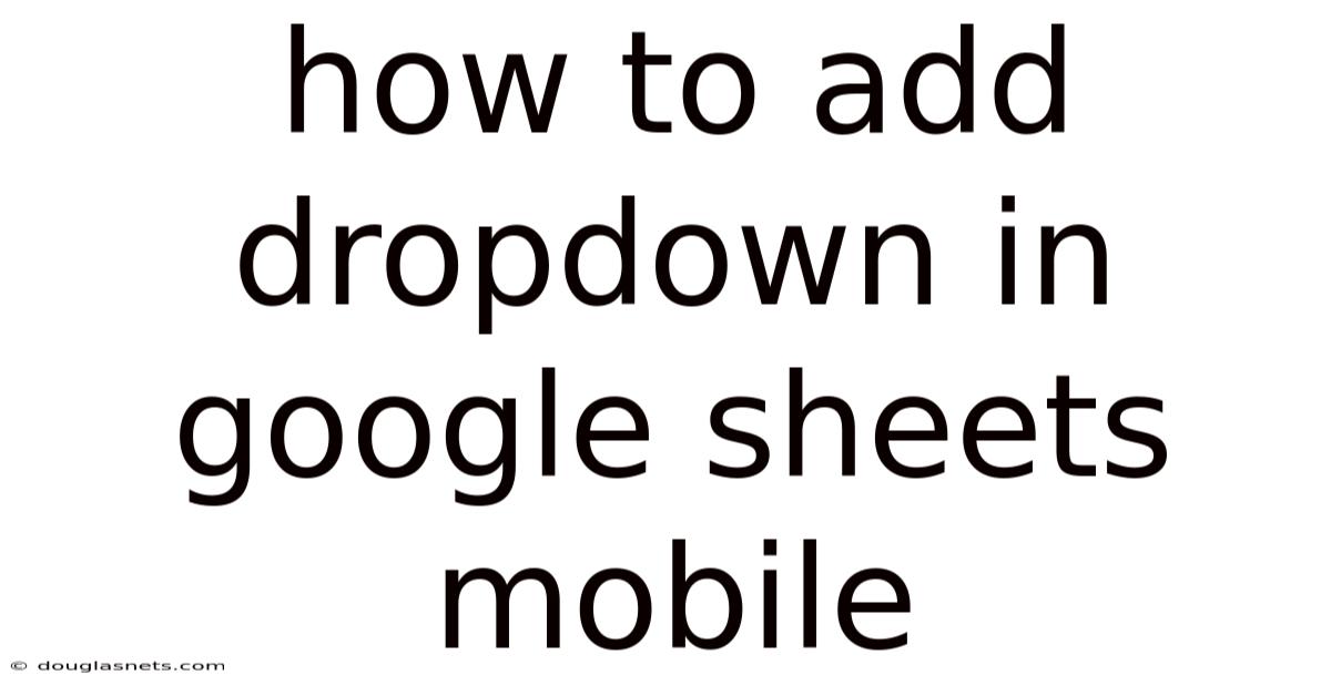 How To Add Dropdown In Google Sheets Mobile