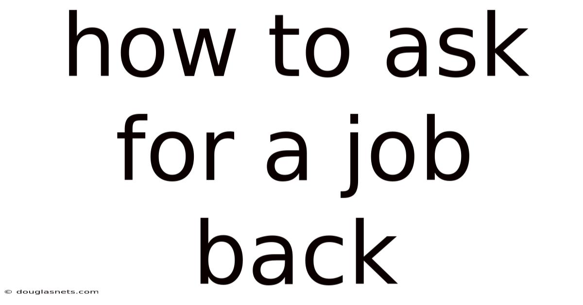How To Ask For A Job Back