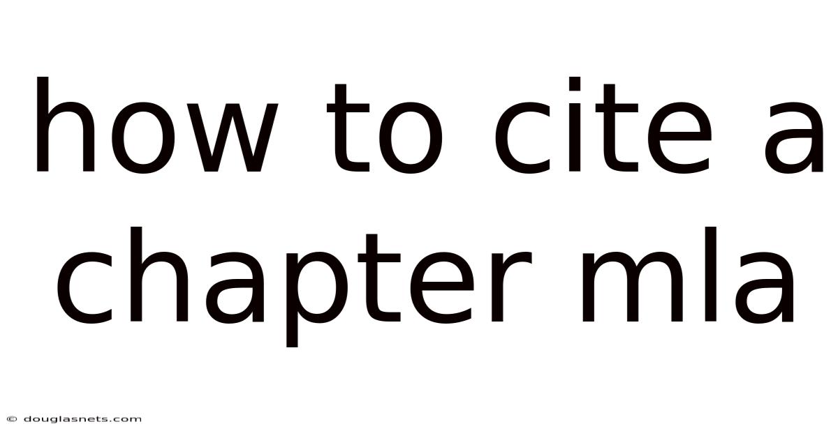 How To Cite A Chapter Mla