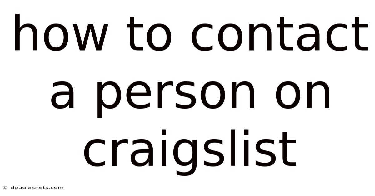 How To Contact A Person On Craigslist