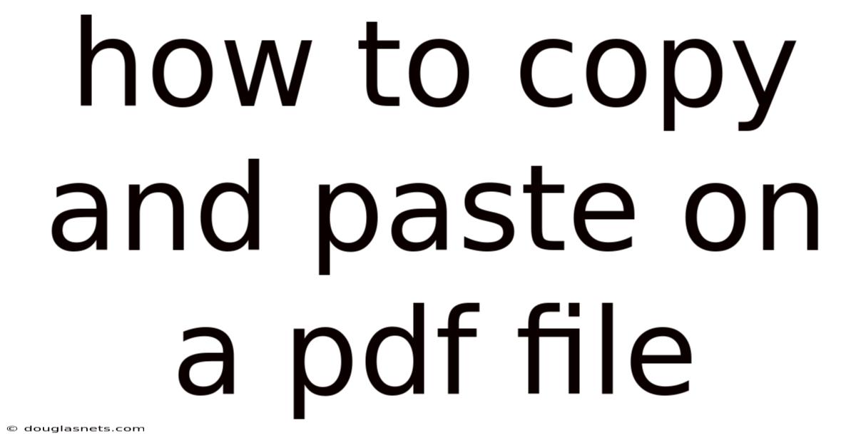 How To Copy And Paste On A Pdf File