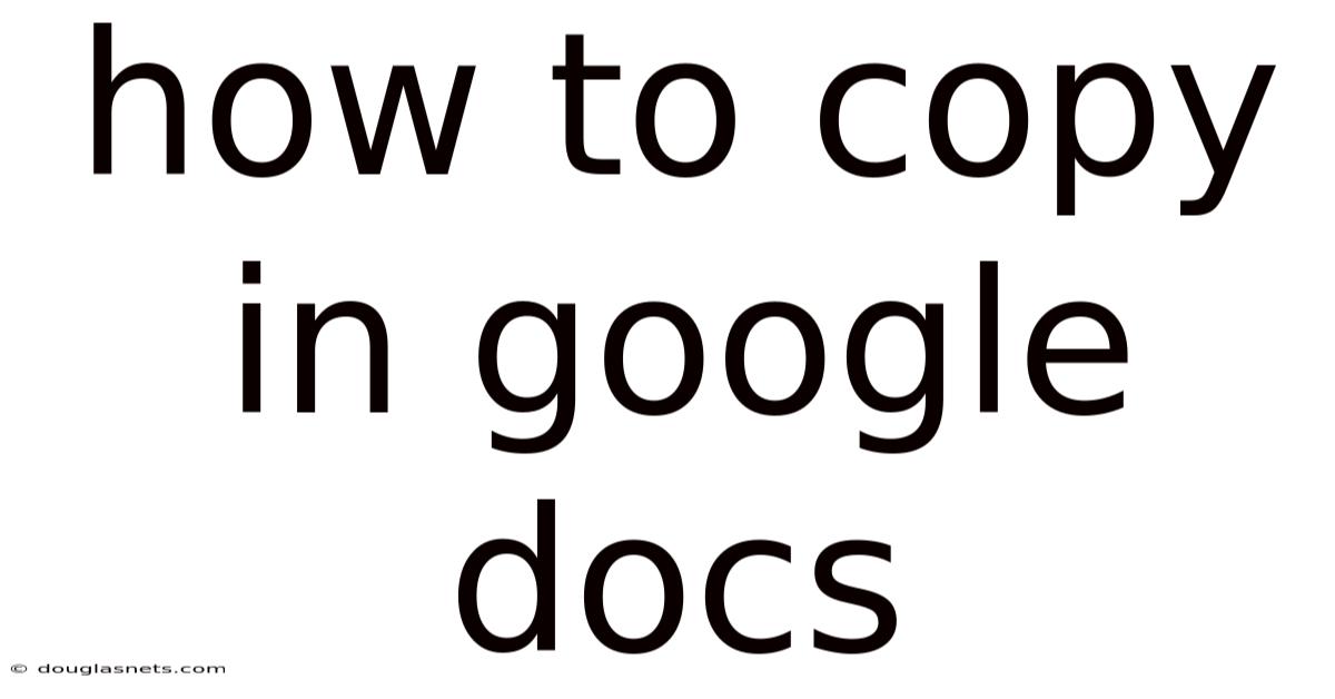 How To Copy In Google Docs
