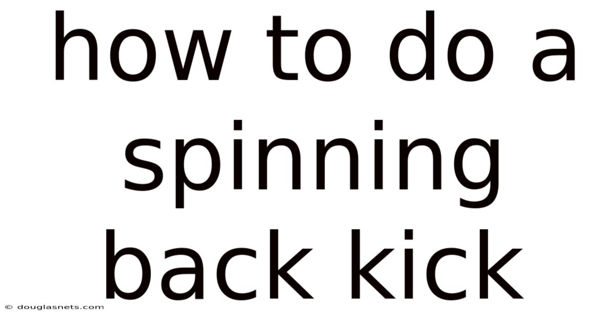 How To Do A Spinning Back Kick
