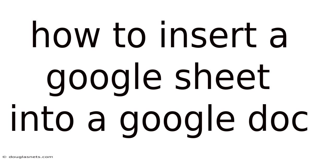 How To Insert A Google Sheet Into A Google Doc
