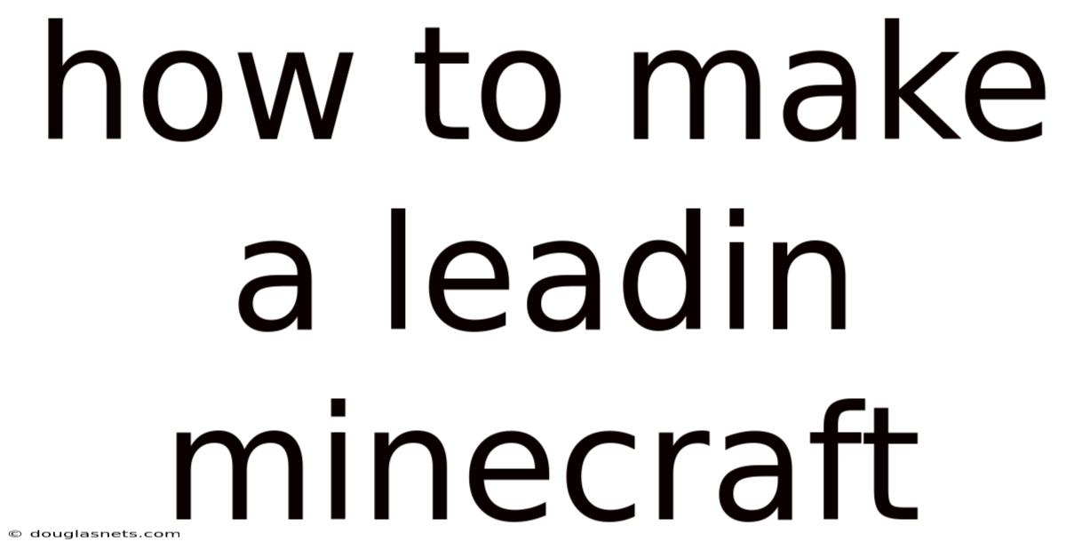How To Make A Leadin Minecraft
