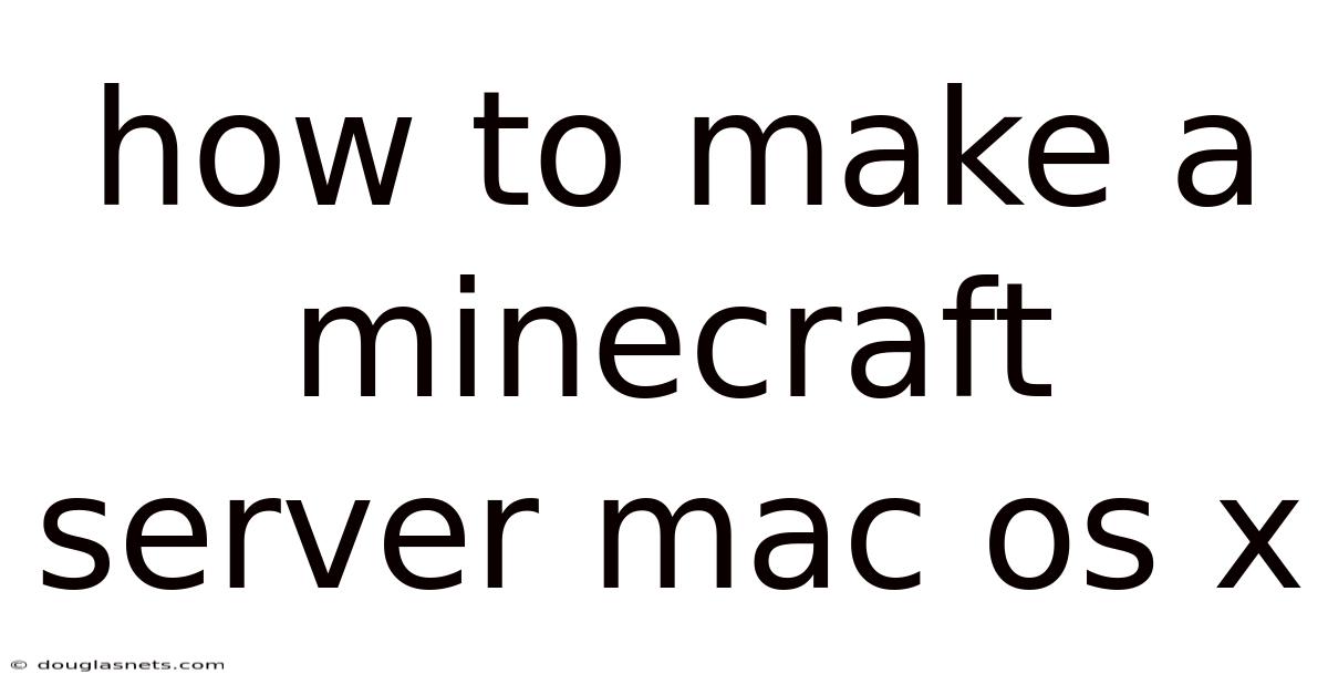 How To Make A Minecraft Server Mac Os X
