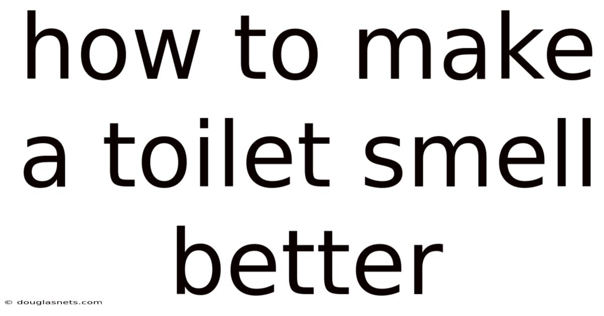 How To Make A Toilet Smell Better