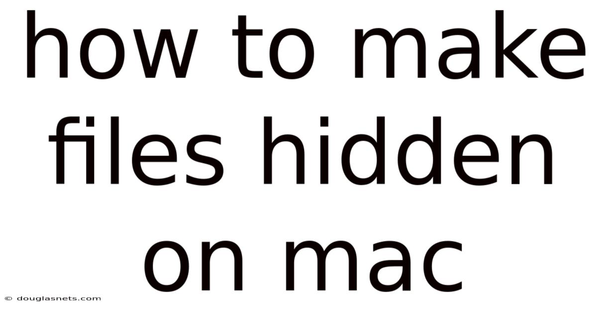 How To Make Files Hidden On Mac