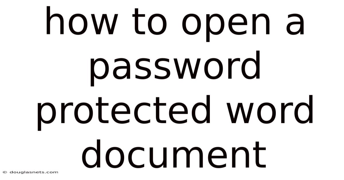 How To Open A Password Protected Word Document