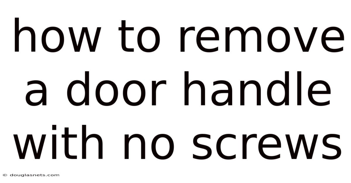 How To Remove A Door Handle With No Screws