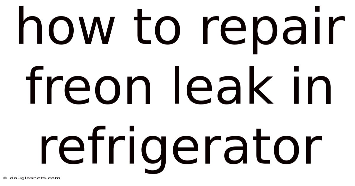 How To Repair Freon Leak In Refrigerator