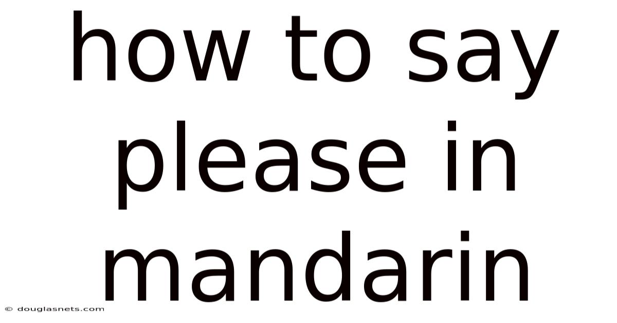 How To Say Please In Mandarin