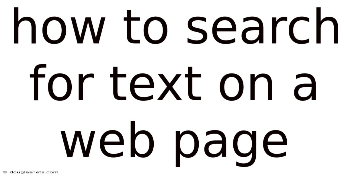 How To Search For Text On A Web Page