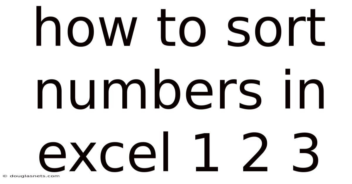 How To Sort Numbers In Excel 1 2 3