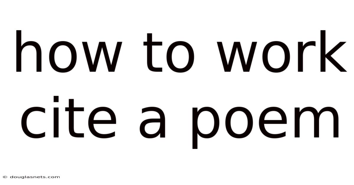 How To Work Cite A Poem
