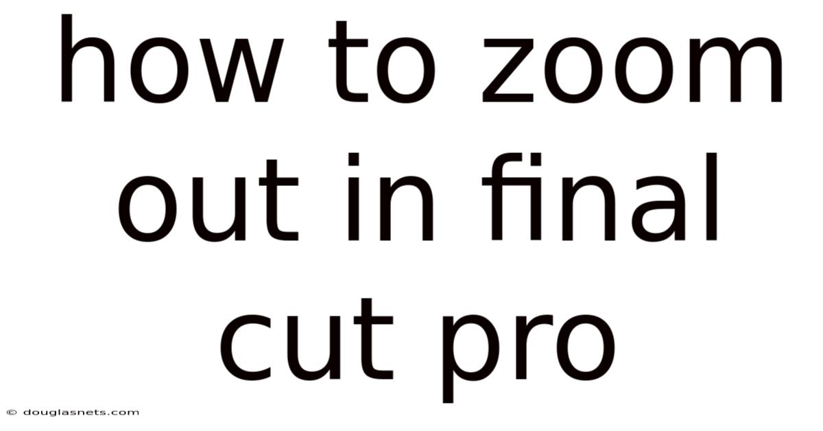 How To Zoom Out In Final Cut Pro