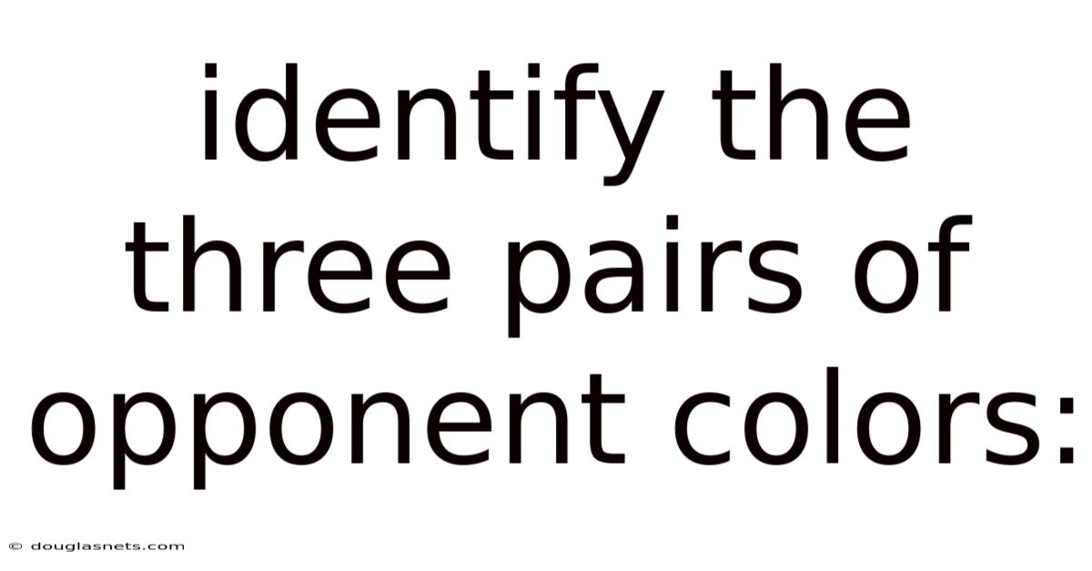 Identify The Three Pairs Of Opponent Colors: