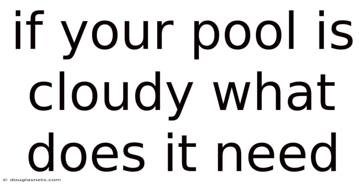 If Your Pool Is Cloudy What Does It Need