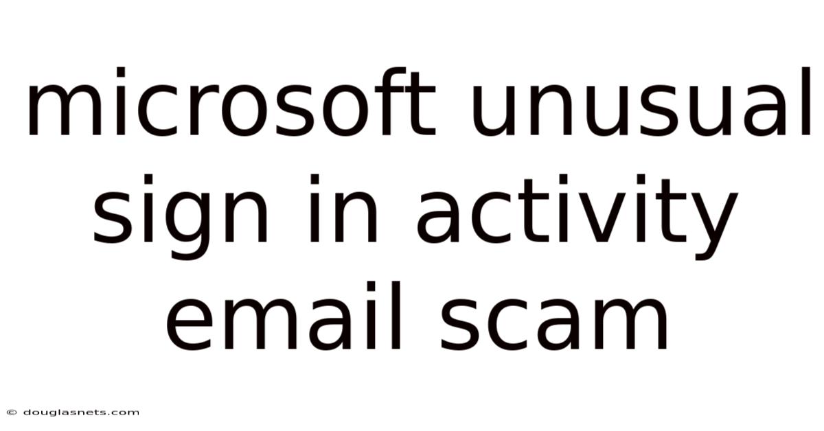 Microsoft Unusual Sign In Activity Email Scam