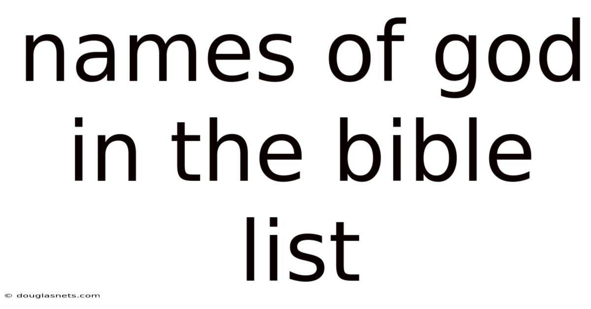 Names Of God In The Bible List