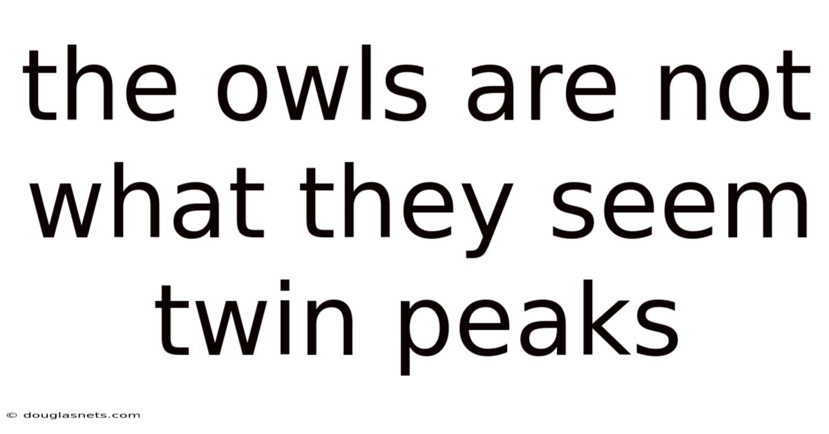 The Owls Are Not What They Seem Twin Peaks