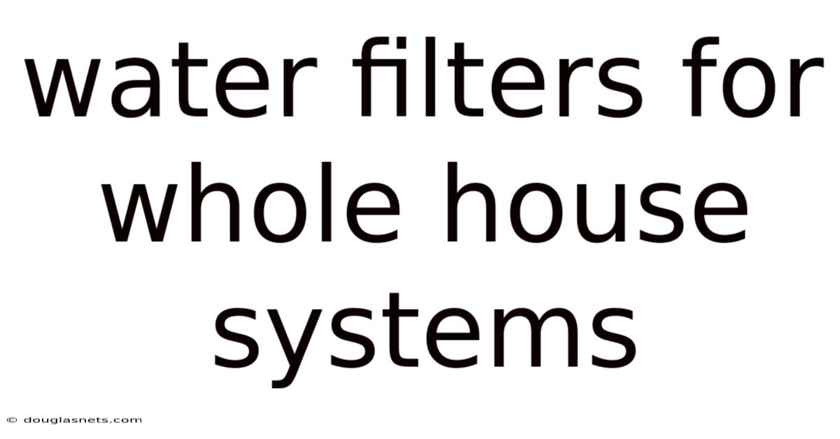 Water Filters For Whole House Systems