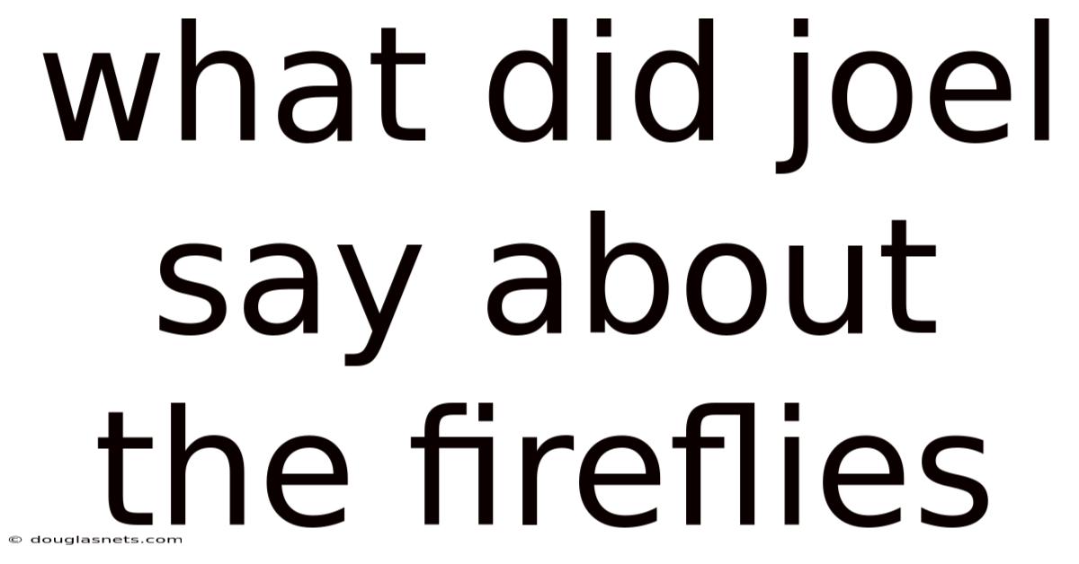 What Did Joel Say About The Fireflies