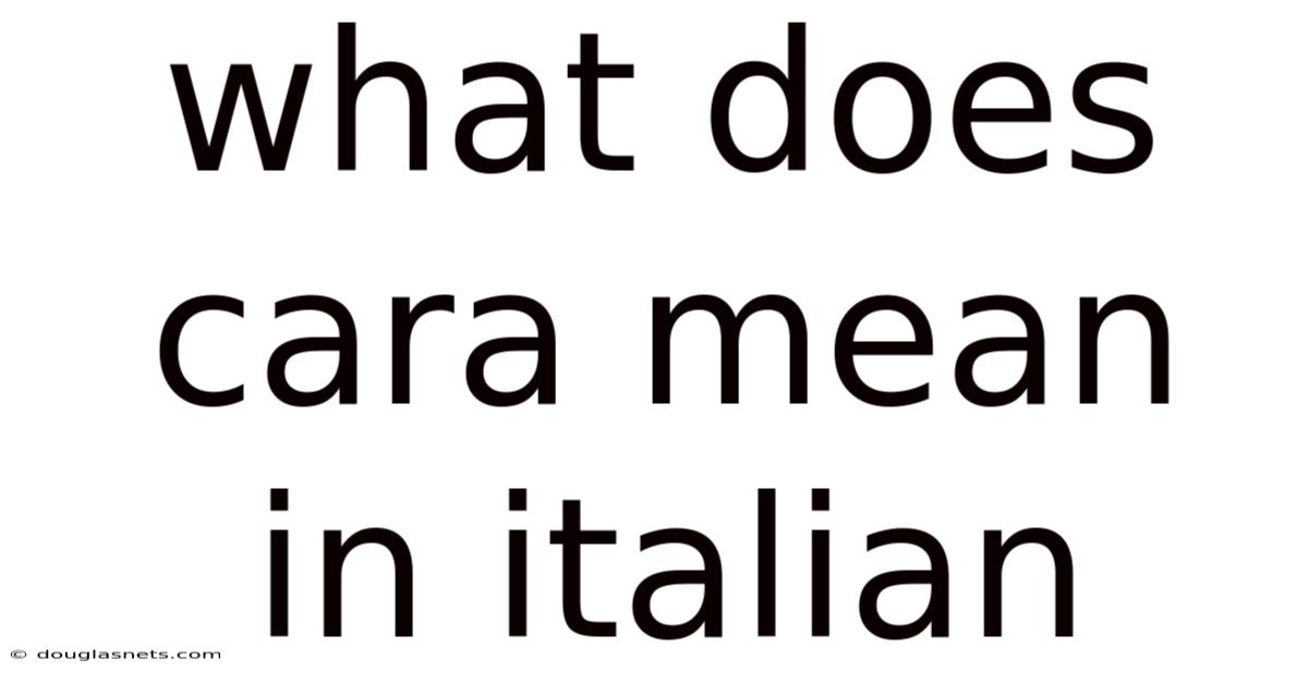 What Does Cara Mean In Italian