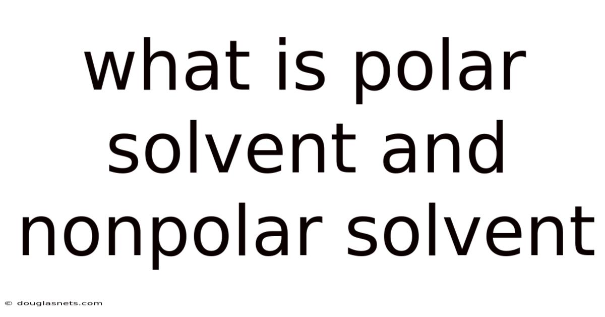 What Is Polar Solvent And Nonpolar Solvent