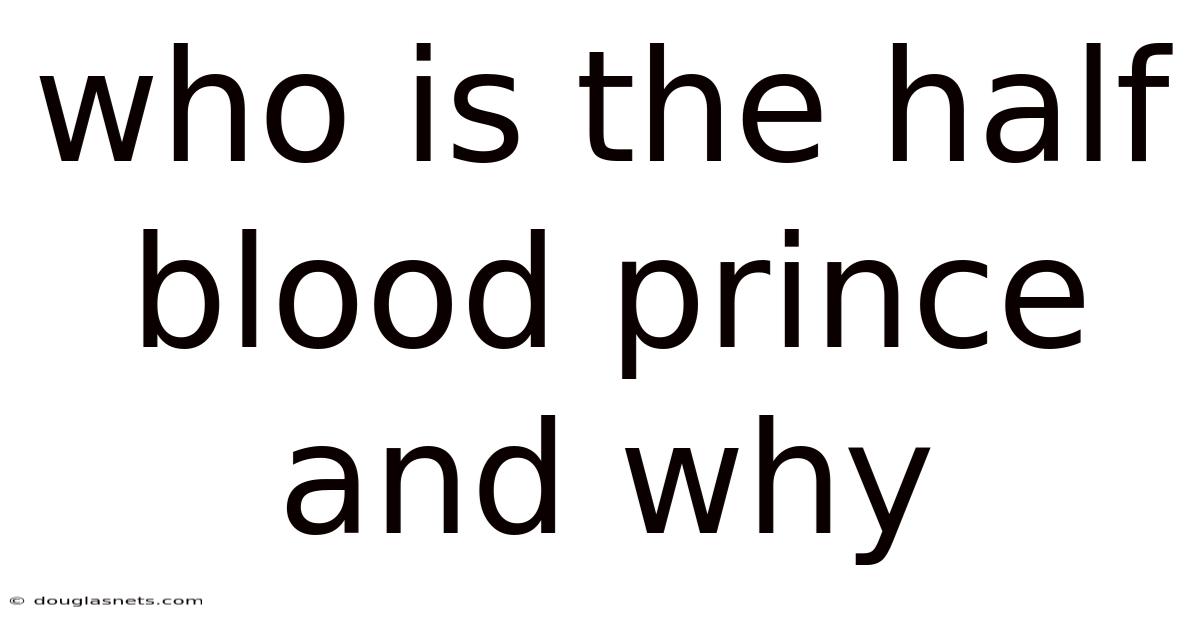 Who Is The Half Blood Prince And Why