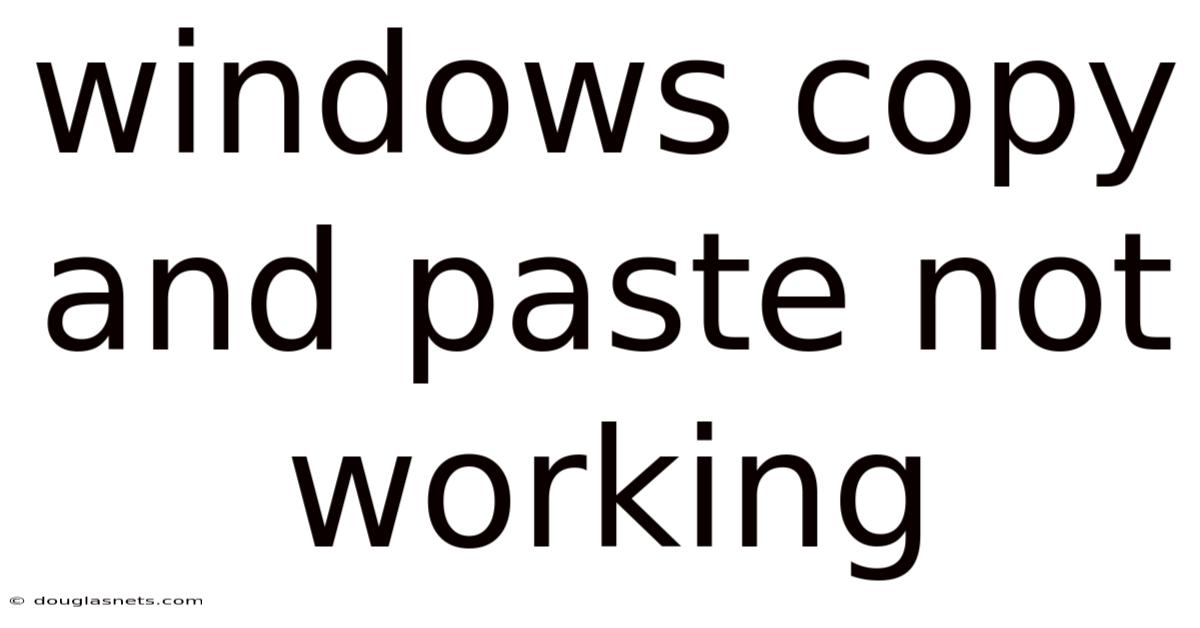 Windows Copy And Paste Not Working